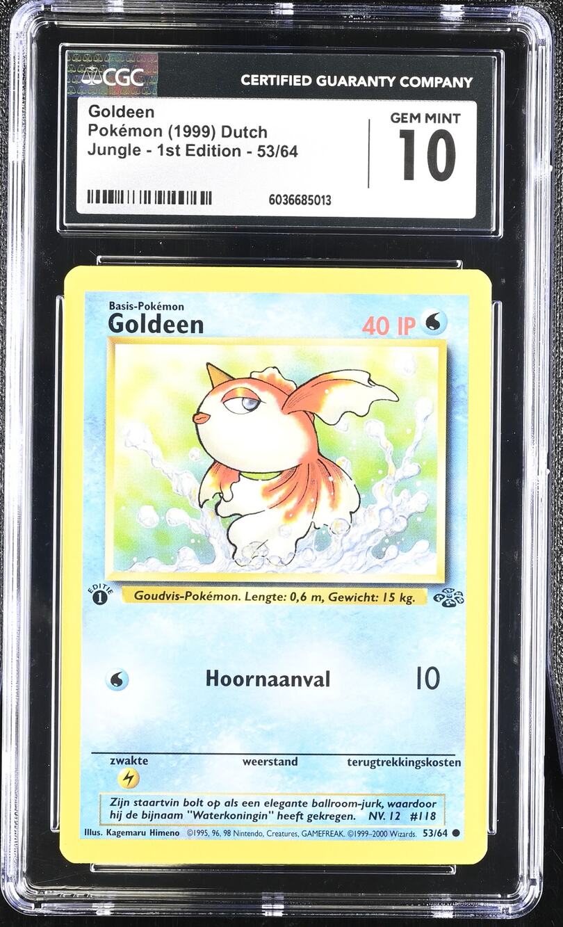 CGC 10 GEM MINT Goldeen 1st Edition 53/64 Pokemon Dutch Jungle Set (PSA/BGS)